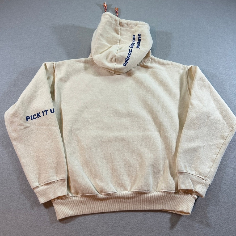 Zara Trafaluc Cream "your order has arrived" Graphic Hoodie Sweatshirt Size S - Picture 9 of 10